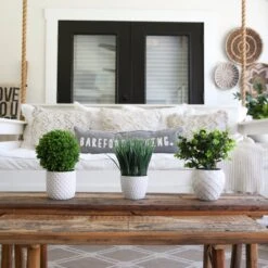 10-in Artificial Boxwood Topiary Plant With Decorative Planter -Eds Plant Shop 10 artificial boxwood topiary plant with decorative planter 119303