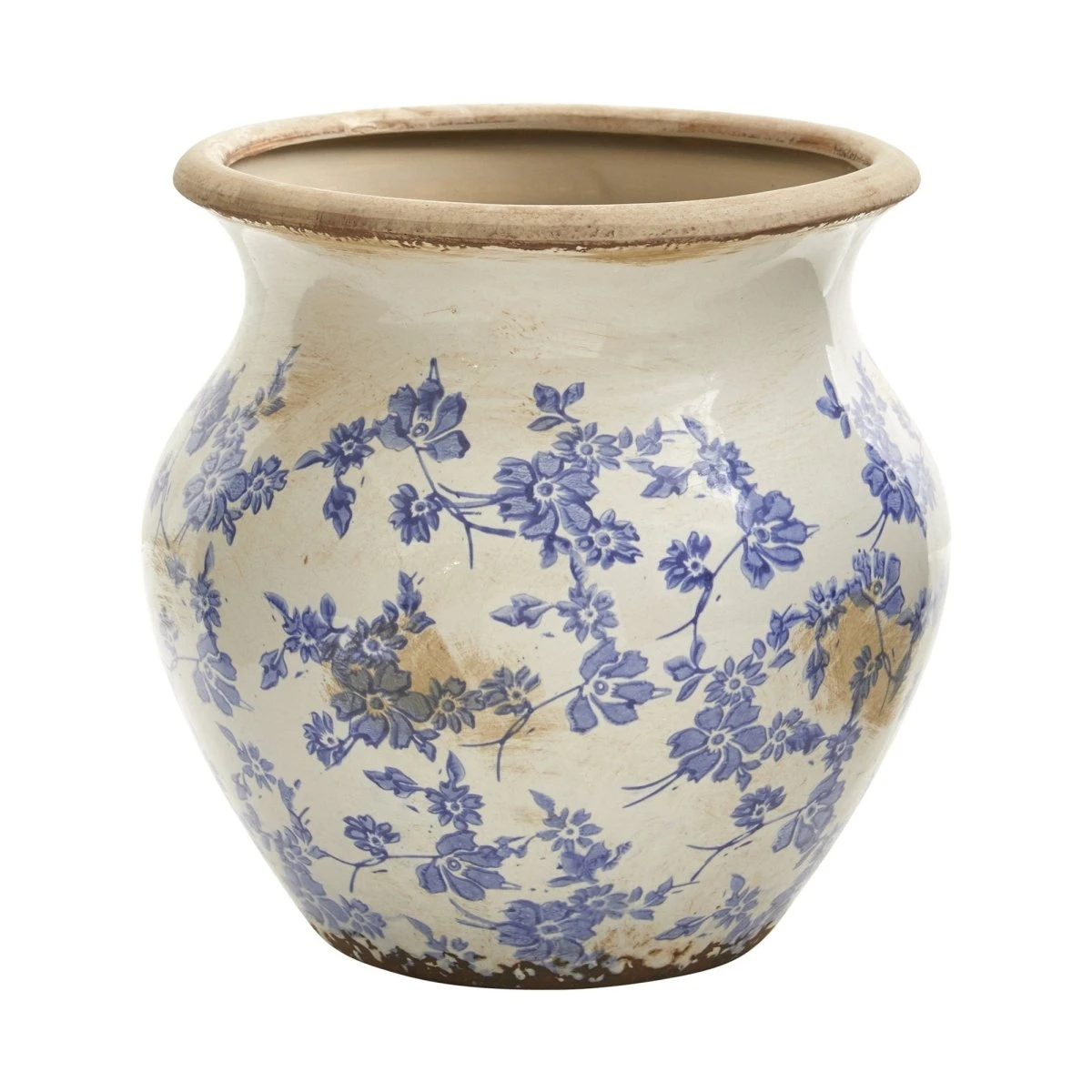 10.5-in Tuscan Ceramic Blue Scroll Urn Vase 3 10.5-in Tuscan Ceramic Blue Scroll Urn Vase
