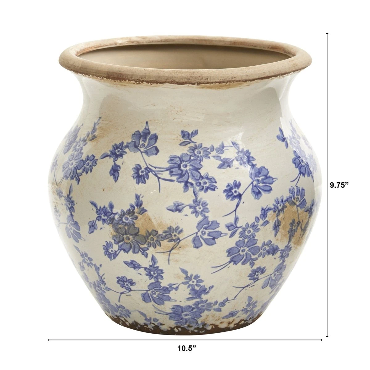 10.5-in Tuscan Ceramic Blue Scroll Urn Vase 4 10.5-in Tuscan Ceramic Blue Scroll Urn Vase - Image 2
