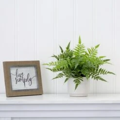 13-in Artificial Boston Fern Plant With Decorative Planter -Eds Plant Shop 13 artificial boston fern plant with decorative planter 729321