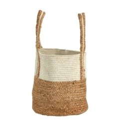 14-in Boho Chic Basket Natural Cotton And Jute With Handles -Eds Plant Shop 14 boho chic basket natural cotton and jute with handles 115337