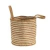14-in Boho Chic Basket – Natural Cotton & Jute With Handwoven Stripe And Handles
