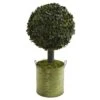 1.5-ft Boxwood Ball Topiary Artificial Tree In Green Tin (Indoor/Outdoor) -Eds Plant Shop 15 boxwood ball topiary artificial tree in green tin indooroutdoor 998505