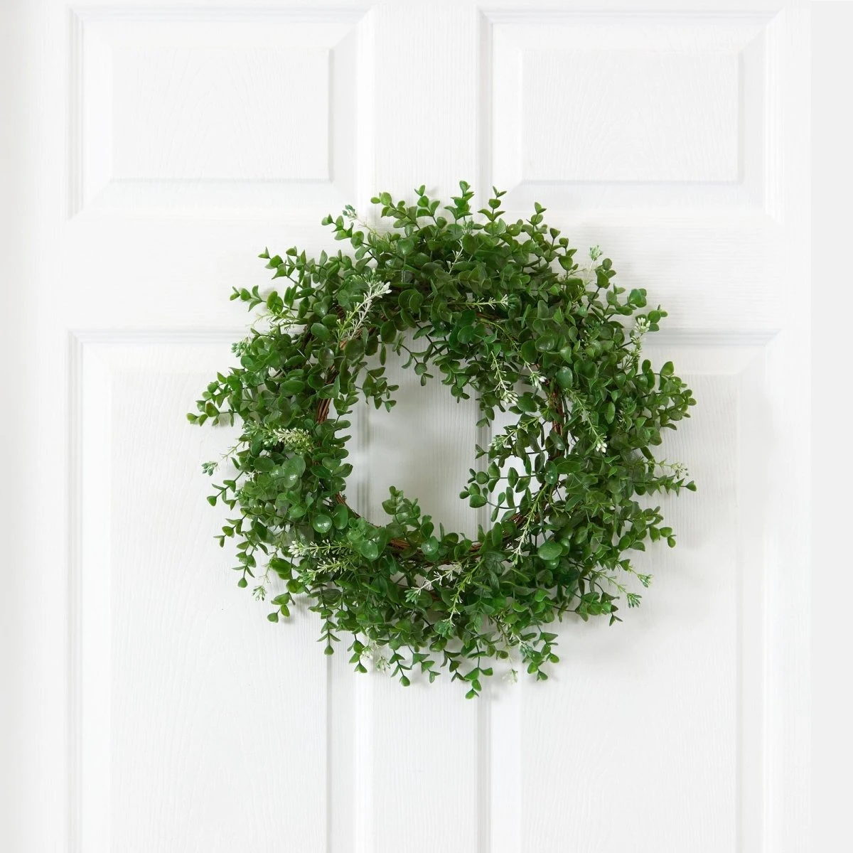 18-in Eucalyptus Double Ring Wreath W/Twig Base 3 18-in Eucalyptus Double Ring Wreath W/Twig Base