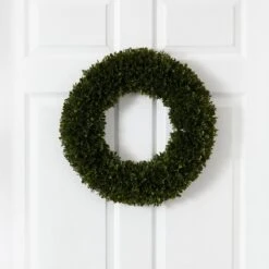 19.5-in Tea Leaf Artificial Wreath | UV Resistant For Indoor & Outdoor Use