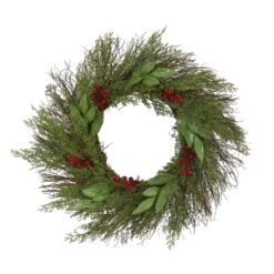 20-in Cedar And Ruscus With Berries Artificial Wreath -Eds Plant Shop 20 cedar and ruscus with berries artificial wreath 443070