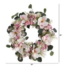 20-in Hydrangea And Magnolia Artificial Wreath – Elegant Floral Decor -Eds Plant Shop 20 hydrangea and magnolia artificial wreath elegant floral decor 959614