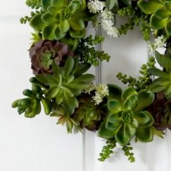 20-in Succulent Wreath | Timeless Elegance With Magnolia Blooms -Eds Plant Shop 20 succulent wreath timeless elegance with magnolia blooms 629401