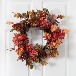 24-in Autumn Maple Artificial Fall Wreath With Berries & Pinecones -Eds Plant Shop 24 autumn maple artificial fall wreath with berries pinecones 540151