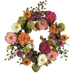 24-in Lifelike Mixed Peony Wreath – Round Pastel Blooms & Berry Accents -Eds Plant Shop 24 in lifelike mixed peony wreath round pastel blooms berry accents 3612720