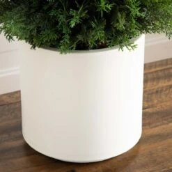 3-ft Artificial Cedar Tree In White Planter UV Resistant (Indoor/Outdoor) -Eds Plant Shop 3 artificial cedar tree in white planter uv resistant indooroutdoor 410891