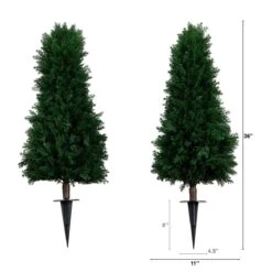 3-ft UV Resistant Artificial Cedar Plant With Integrated Ground Stake – Set Of 2 -Eds Plant Shop 3 uv resistant artificial cedar plant with integrated ground stake set of 2 946081