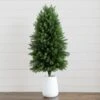 3-ft UV Resistant Artificial Cedar Tree In Decorative White Planter (Indoor/Outdoor) -Eds Plant Shop 3 uv resistant artificial cedar tree in decorative white planter indooroutdoor 840664