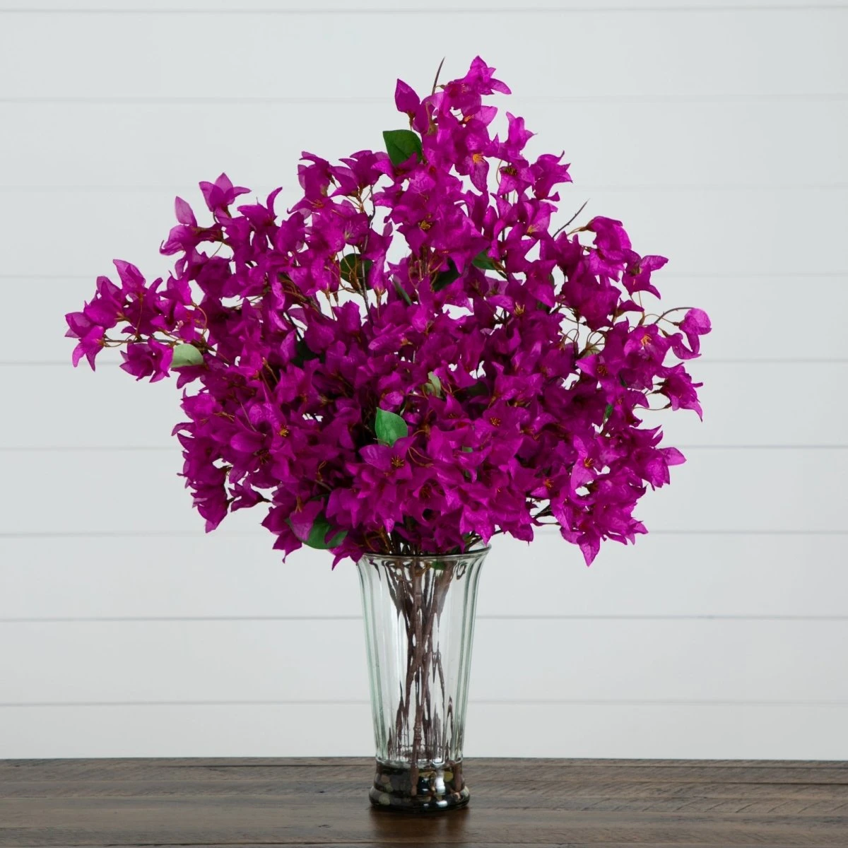 30-in Artificial Bougainvillea Arrangement In Glass Vase 3 30-in Artificial Bougainvillea Arrangement In Glass Vase