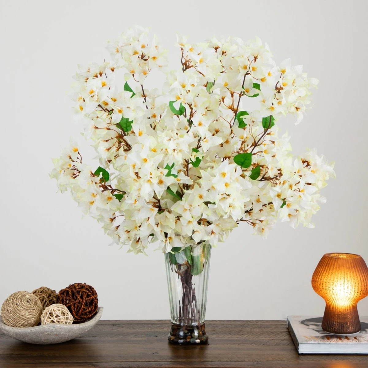 30-in Artificial Bougainvillea Arrangement In Glass Vase 10 30-in Artificial Bougainvillea Arrangement In Glass Vase - Image 8