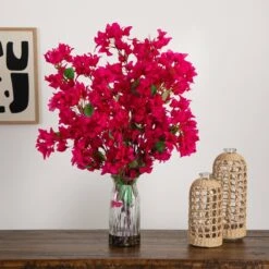 31-in Artificial Pink Bougainvillea Arrangement In Vase | Elegant Floral Décor -Eds Plant Shop 31 artificial pink bougainvillea arrangement in vase elegant floral decor 537896