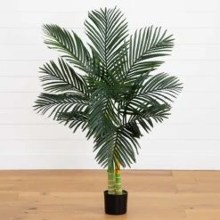 4-ft Double Stalk Golden Cane Artificial Palm Tree