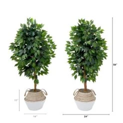 4.5-ft Artificial Ficus Tree With Double Trunk In Cotton & Jute Basket – DIY Kit (Set Of 2) -Eds Plant Shop 45 artificial ficus tree with double trunk in cotton jute basket diy kit set of 2 397066