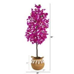 5-ft Artificial Bougainvillea Tree | Handmade Jute & Cotton Basket With Tassels 20 5-ft Artificial Bougainvillea Tree | Handmade Jute & Cotton Basket With Tassels -Eds Plant Shop 5 artificial bougainvillea tree handmade jute cotton basket with tassels 102492