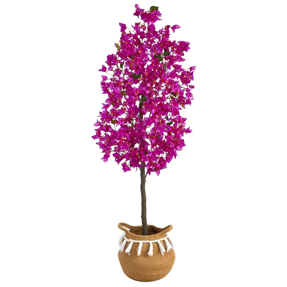 5-ft Artificial Bougainvillea Tree | Handmade Jute & Cotton Basket With Tassels 7 5-ft Artificial Bougainvillea Tree | Handmade Jute & Cotton Basket With Tassels - Image 5