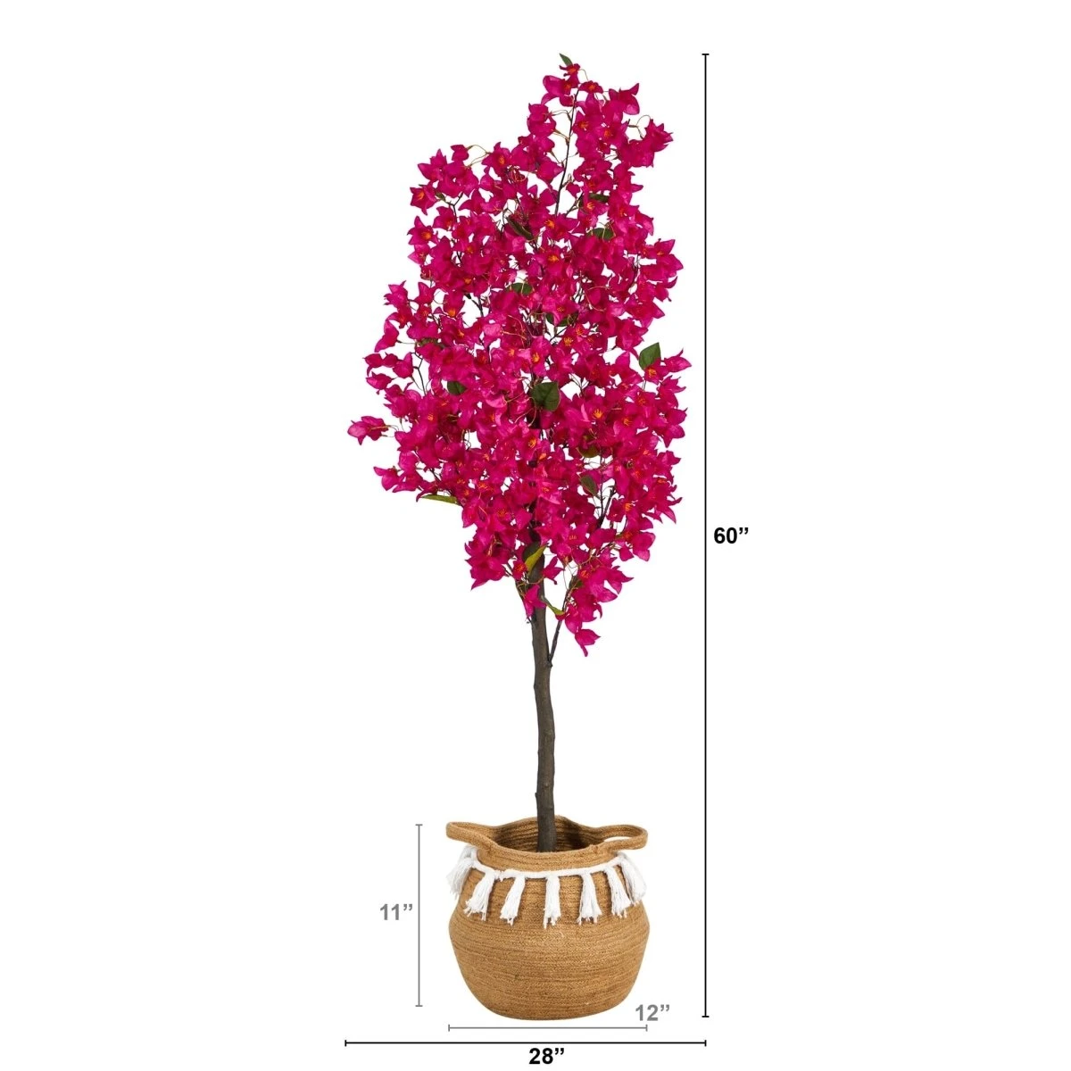 5-ft Artificial Bougainvillea Tree | Handmade Jute & Cotton Basket With Tassels 5 5-ft Artificial Bougainvillea Tree | Handmade Jute & Cotton Basket With Tassels - Image 3