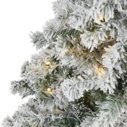 5-ft Flocked Rock Springs Spruce Christmas Tree | 150 LED Lights -Eds Plant Shop 5 flocked rock springs spruce christmas tree 150 led lights 316955