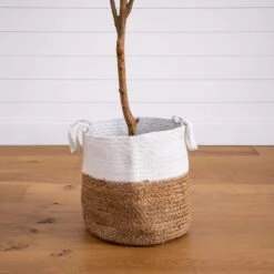 7-ft Artificial Olive Tree With Natural Trunk & Handmade Jute Basket -Eds Plant Shop 7 artificial olive tree with natural trunk handmade jute basket 513671