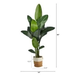 7-ft Artificial Travelers Palm Tree With Handmade Jute & Cotton Basket -Eds Plant Shop 7 artificial travelers palm tree with handmade jute cotton basket 309159