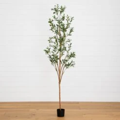 7-ft Artificial Olive Tree With Natural Trunk
