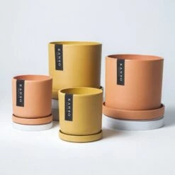 7 Inch Upcycled Signature Stone Planter Pot & Saucer -Eds Plant Shop 7 inch upcycled signature stone planter pot saucer 986678