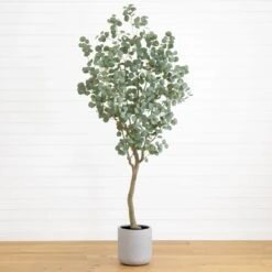 7.5-ft Faux Eucalyptus Tree | Realistic Indoor Greenery – Ed's Plant Shop