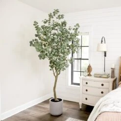 7.5-ft Faux Eucalyptus Tree | Realistic Indoor Greenery – Ed's Plant Shop -Eds Plant Shop 75 faux eucalyptus tree realistic indoor greenery eds plant shop 658340