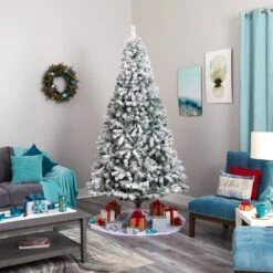 8-ft Flocked Rock Springs Spruce Artificial Christmas Tree -Eds Plant Shop 8 flocked rock springs spruce artificial christmas tree 541701