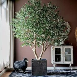 90″ Extra Large Artificial Olive Tree – Realistic Faux Décor