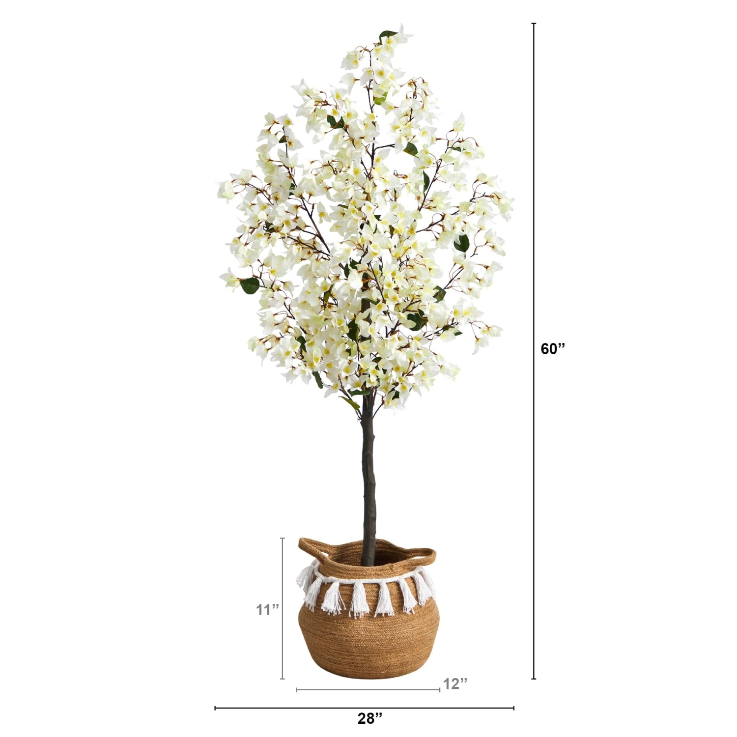 5-ft Artificial Bougainvillea Tree | Handmade Jute & Cotton Basket With Tassels 13 5-ft Artificial Bougainvillea Tree | Handmade Jute & Cotton Basket With Tassels - Image 11