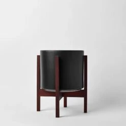 Ceramic Cylinder Planter By Solid Goods With Optional Mahogany Stand -Eds Plant Shop ceramic cylinder planter by solid goods with optional mahogany stand 1659874