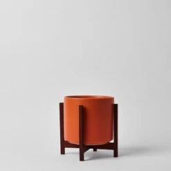 Ceramic Cylinder Planter By Solid Goods With Optional Mahogany Stand -Eds Plant Shop ceramic cylinder planter by solid goods with optional mahogany stand 3487887