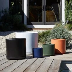 Ceramic Cylinder Planters With Saucer – Modern Indoor & Outdoor Pots In Multiple Sizes -Eds Plant Shop ceramic cylinder planters with saucer modern indoor outdoor pots in multiple sizes 7296702
