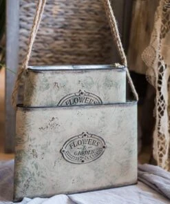 Charming Flat Metal Planter With Cottage Decor Motif -Eds Plant Shop charming flat metal planter with cottage decor motif 620729