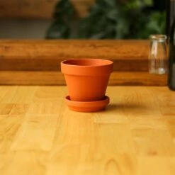 Classic Terracotta Planter Pot With Matching Water Saucer -Eds Plant Shop classic terracotta planter pot with matching water saucer 521547