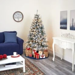 Flocked Rock Springs Spruce Tree | 6' Pre-Lit Artificial Christmas Tree -Eds Plant Shop flocked rock springs spruce tree 6 pre lit artificial christmas tree 619656