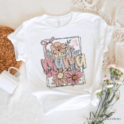 Floral Mama Coquette Bow Pastel T-Shirt, White And Natural Boho Tee With Spring Flower -Eds Plant Shop floral mama coquette bow pastel t shirt white and natural boho tee with spring flower 374514