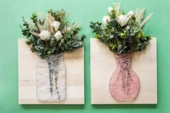 Floral String Art + Canvas Embroidery Kit -Eds Plant Shop floral string art canvas embroidery kit 840012