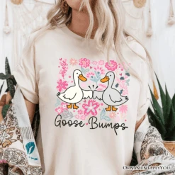 Funny Goose Bumps Floral T-Shirt, White, Natural And Black Sarcastic Goose Tee Gifts -Eds Plant Shop funny goose bumps floral t shirt white natural and black sarcastic goose tee gifts 271175