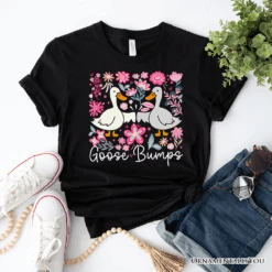 Funny Goose Bumps Floral T-Shirt, White, Natural And Black Sarcastic Goose Tee Gifts -Eds Plant Shop funny goose bumps floral t shirt white natural and black sarcastic goose tee gifts 372936