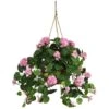 Geranium Hanging Basket – Artificial Silk Plant (Red Or Pink) -Eds Plant Shop geranium hanging basket artificial silk plant red or pink 4003205