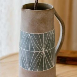 Gray Blue Handpainted Terracotta Table Vase -Eds Plant Shop gray blue handpainted terracotta table vase 628444