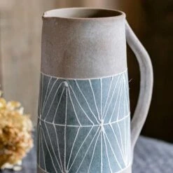 Gray Blue Handpainted Terracotta Table Vase -Eds Plant Shop gray blue handpainted terracotta table vase 994755