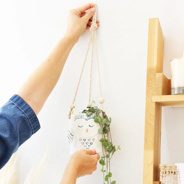 Hanging Ceramic Owl Planter Pot 5 Hanging Ceramic Owl Planter Pot - Image 3