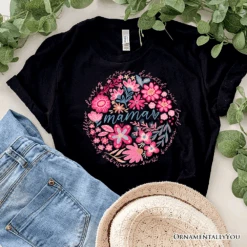 Inspiring Floral Mama T-Shirt, White, Black And Natural Boho Tee For Strong And Loving Mothers -Eds Plant Shop inspiring floral mama t shirt white black and natural boho tee for strong and loving mothers 927348